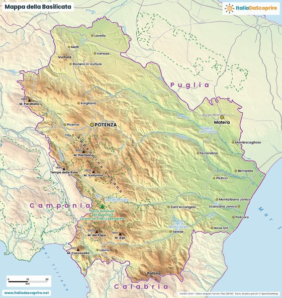 Mappa della Basilicata