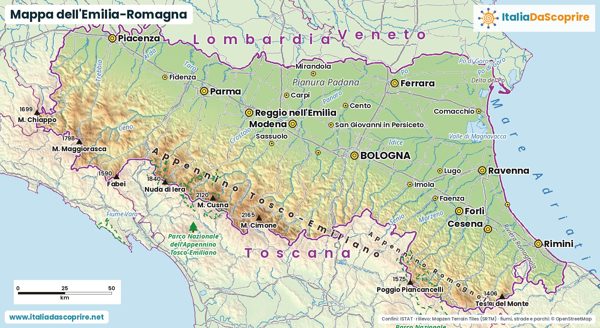 Mappa dell'Emilia-Romagna