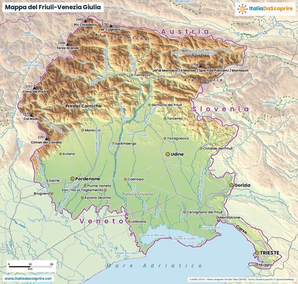 Mappa del Friuli-Venezia Giulia
