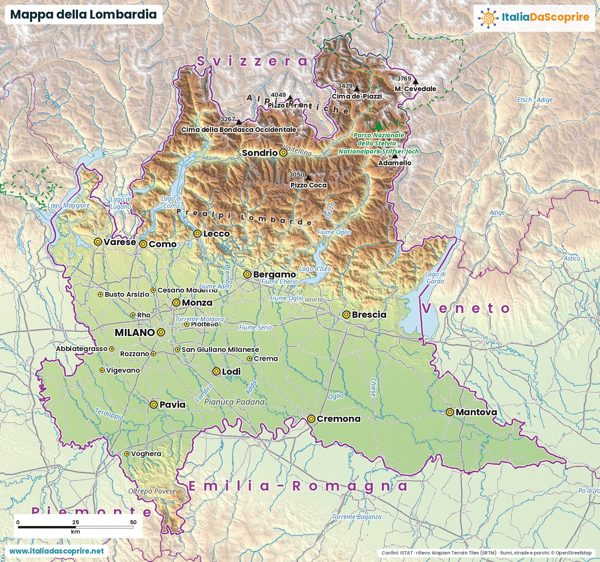 Mappa della Lombardia