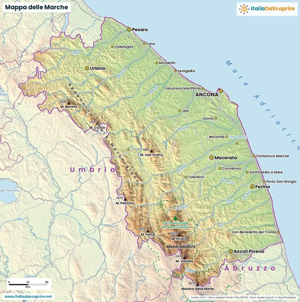 Mappa delle Marche