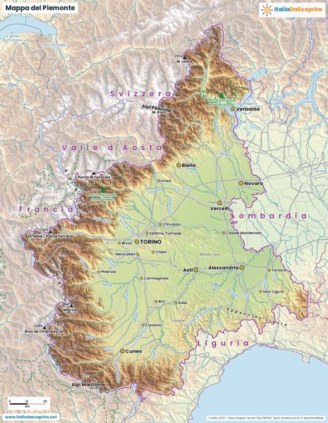 Mappa del Piemonte