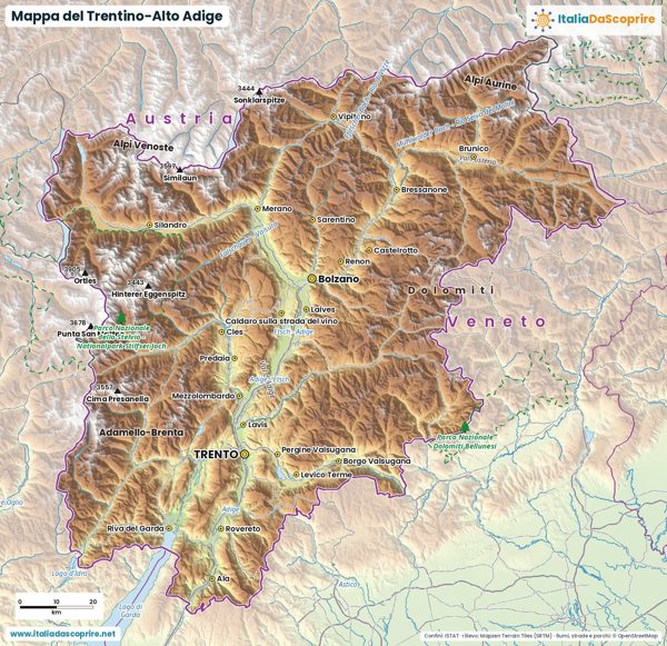 Mappa del Trentino-Alto Adige